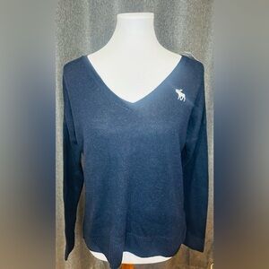Abercrombie & Fitch Women’s Dark Blue V neck Knit Sweater